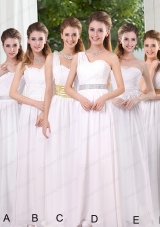 White Ruching Empire Prom Dresses for 2015