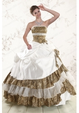 2015 New Style Leopard Quinceanera Dresses with Hand Made Flower