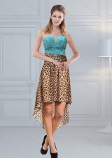 Discount Beaded Leopard Printed 2015 Prom Dresses in Aqua Blue