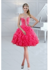 Sweetheart 2015 Cute Prom Gown with Ruffles and Beading