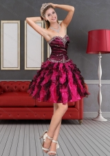 2015 Sexy Multi Color Prom Dress with Beading and Ruffled Layers