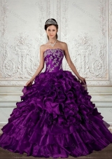 Ball Gown Strapless Quinceanera Dress with Embroidery and Ruffles