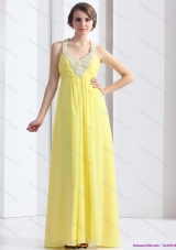 2015 Cheap Halter Top Yellow Prom Dress with Floor Length