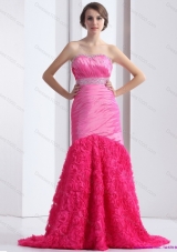 2015 Wonderful Strapless Prom Dress with Ruching and Beading