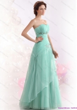 Appple Green Sweetheart Prom Dresses with Ruching and Beading