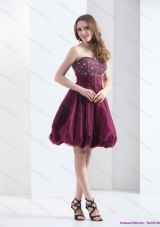 Perfect Wine Red Strapless Short Prom Dresses with Beading