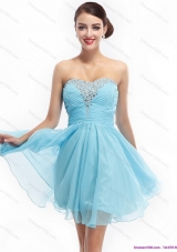 Ruching Strapless Beading Short Prom Dresses for 2015