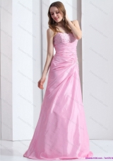 2015 Elegant Baby Pink Sweetheart Prom Dress with Beading and Ruching