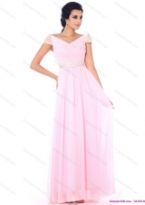 2015 Elegant Off the Shoulder Beading Prom Dress in Baby Pink