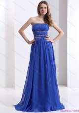 Delicate 2015 Strapless Prom Dress with Ruching and Beading