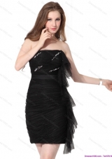 Discount 2015 Strapless Ruching Mini Length Prom Dress in Black