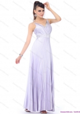 Elegant 2015 Empire V Neck Prom Dress with Pleats and Beading