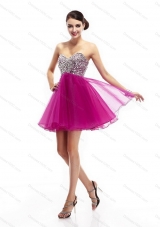 Sexy Fuchsia Sweetheart Prom Dresses with Rhinestone