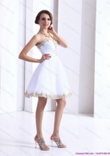 Sexy White Sweetheart Beaing Prom Gown with Appliques