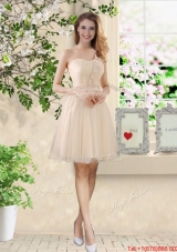 Beautiful Short Champagne Prom Dresses with One Shoulder