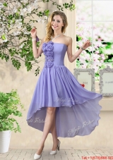 Pretty Strapless Chiffon Prom Dresses with High Low