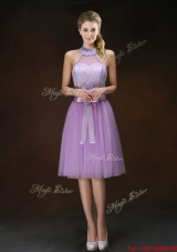 Popular Knee Length Prom Dresses with Halter Top