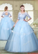 Hot Sale Half Sleeves Scoop Quinceanera Dresses with Lace