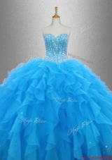 Latest Beaded Organza Quinceanera Dresses with Ruffles