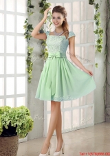 Affordable Square Lace Prom Dresses with Bowknot