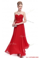 Gorgeous Sweetheart Ruched Red Prom Dresses with Appliques