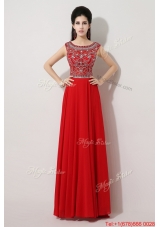 Discount Brush Train Beaded Prom Dresses with Bateau for 2016