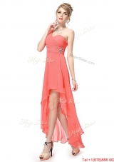 Latest High Low One Shoulder Prom Dresses with Side Zipper