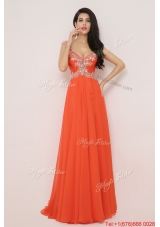 New Arrivals Brush Train Prom Dresses with High Slit and Beading