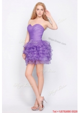 2016 Beautiful Sweetheart Lavender Short Prom Dresses with Ruffled Layers