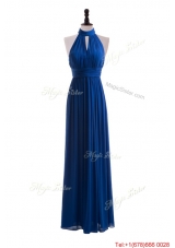 2016 Empire Halter Top Prom Dresses with Belt in Blue