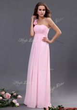 2016 Empire One Shoulder Prom Dresses with Hand Made Flowers