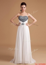 2016 New Arrival Sweep Train Beading Prom Dresses in White