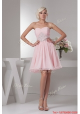 2016 Perfect Sweetheart Baby Pink Short Prom Dress with Beading