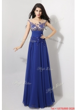 Perfect Cap Sleeves Prom Dresses with Appliques and Beading