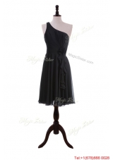 Vintage One Shoulder Black Short Prom Dresses