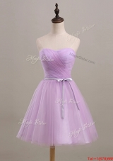 Vintage Ruching and Belt Short Prom Dresses in Lilac for 2016