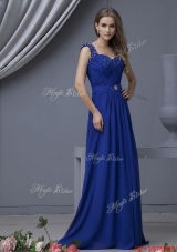 2016 Perfect Straps Beading Long Prom Dresses in Royal Blue