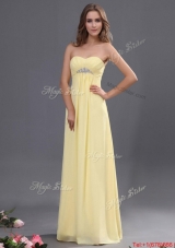 Beautiful Yellow Long Prom Dresses with Beading for 2016