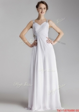 Beautiful Straps Brush Train Prom Gowns with Side Zipper