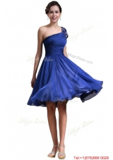 New Style One Shoulder Short Prom Dresses in Royal Blu