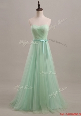 Beautiful 2016 Summer Apple Green Prom Dresses with Sweep Train