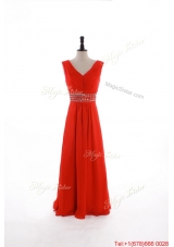 Custom Made Empire V Neck Prom Dresses with Beading and Sequins