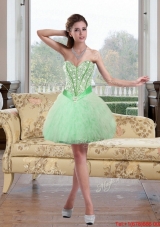 2015 Inexpensive Beading and Ruffles Prom Dress in Apple Green