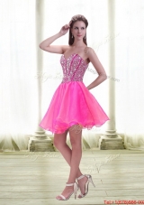 Beautiful A Line Beading 2015 Prom Dress in Hot Pink