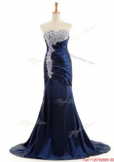 Beautiful  Mermaid Royal Blue Prom Dresses with Brush Train