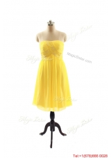 New Style Yellow Short Prom Dresses with Ruching for 2016