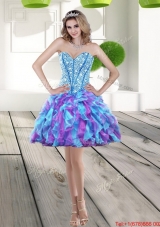 Elegant 2015 Beading and Ruffles A Line Prom Dress in Multi Color