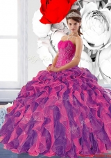 Multi Colored Sweetheart 2015 Quinceanera Dress with Appliques and Ruffles