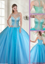 Beautiful Scoop Tulle Sweet 16 Dresses with Beading