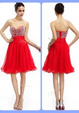 Lovely Short Sweetheart Beading Prom Dresses in Red